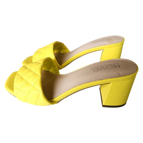 Michael Shannon RIYA Women's Yellow Quilted Slide Sandals Block Heel Size 7.5 - Picture 2 of 10
